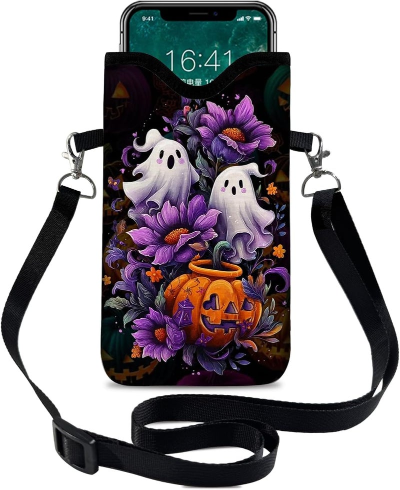 otilil Neoprene Cell Phone Sleeve Pouch Case Bag with Crossbody Strap Neck Lanyard for Women 7.1 X 3.9 in - Image 1